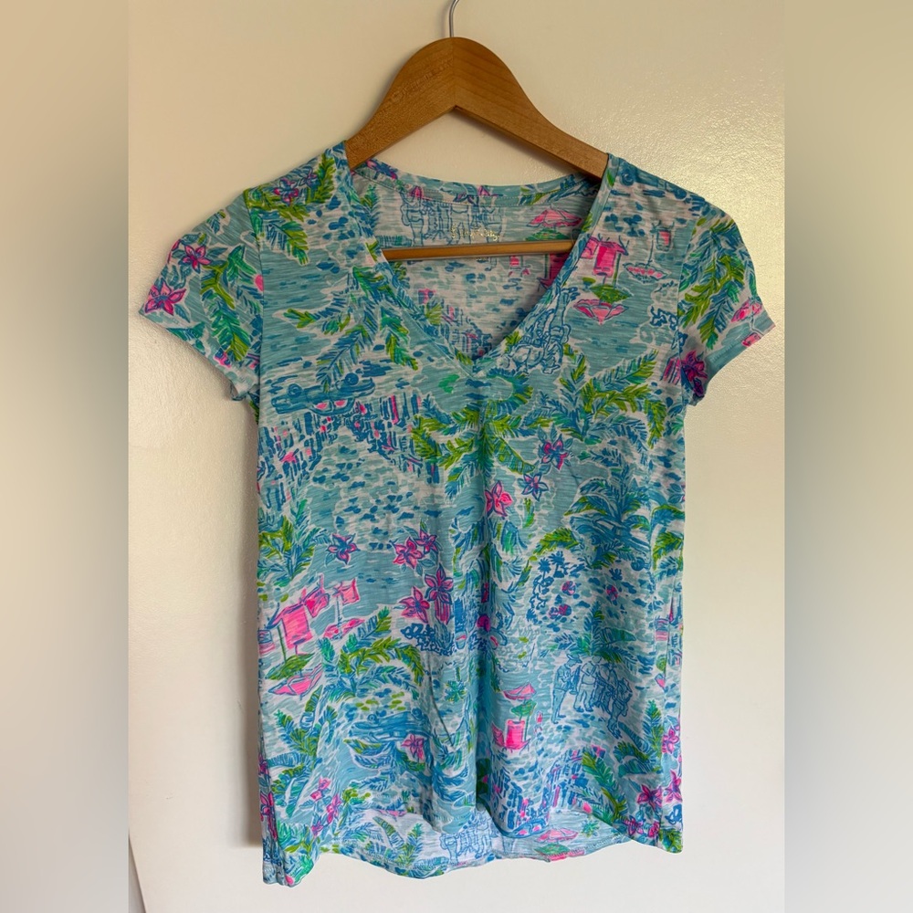 Lilly Pulitzer, Etta Top in What a Lovely Place, Size XXS